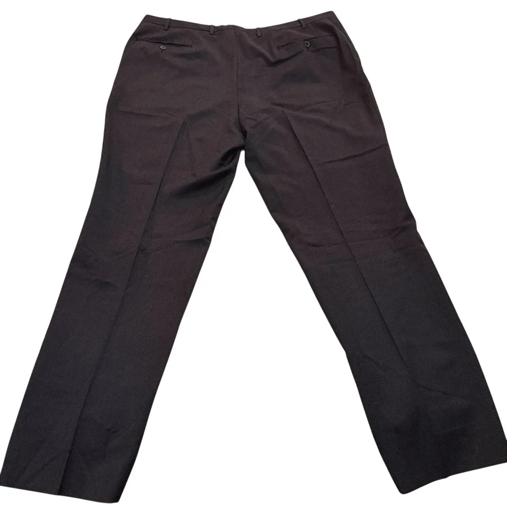 Canali Dress Pants Mens 40 Black Flat Front Wool Trousers Made in Italy‎ Office